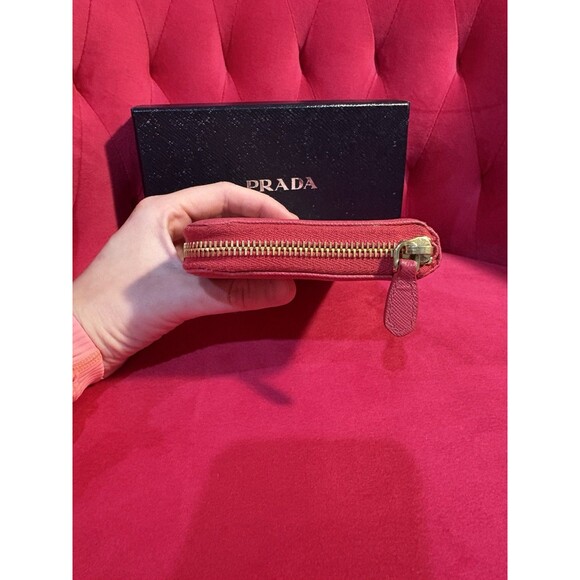 PRADA Saffiano Leather Zip Around Long Wallet in Dusty Pink - Picture 5 of 8